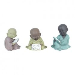 Set de 3 Budas decorativos, monjes ciego, sordo y mudo, figuras de resina,  adornos, regalo original, meditación, rel