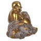 FIGURA BUDA SENTADO RESINA DORADO 20X16X16 CM.