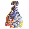 FIGURA MENINA MULTICOLOR GRAFFITI RESINA 12X7.5X15 CM.