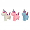 LOTE DE 10 DECORATIVAS HUCHAS INFANTILES DE CERÁMICA "UNICORNIO" EN CAJA 13X7.5 CM.