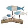 FIGURA PORTAVELAS PECES AZUL SOBREMESA MADERA 31X6X19 CM.