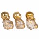 SET 3 FIGURAS MONJES FELICES DORADOS RESINA 20.50X12X16 CM.