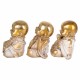 SET 3 FIGURAS MONJES FELICES DORADOS RESINA 20.50X12X16 CM.