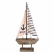 FIGURA BARCO VELERO BEACH MARRÓN MADERA 15X5.5X31 CM.