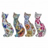 SET 4 FIGURAS GATO MULTICOLOR RESINA 5.5X4X12.50 CM.