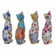 SET 4 FIGURAS GATO MULTICOLOR RESINA 5.5X4X12.50 CM.