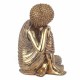 FIGURA BUDA ARRODILLADO RESINA DORADO ORIENTAL 22X19X33 CM.