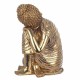 FIGURA BUDA ARRODILLADO RESINA DORADO ORIENTAL 22X9X33 CM.