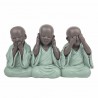 FIGURA 3 MONJES SENTADOS NO VE, NO HABLA, NO OYE RESINA 5.30x10x16.50 CM.