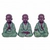 SET 3 FIGURAS MONJES SENTADOS MEDITANDO RESINA 11.50x9x17 CM.