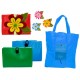 LOTE 15 BOLSAS DE LA COMPRA PLEGABLES CON FLOR DE FIELTRO 38X40 CM.