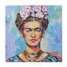 CUADRO MUJER FRIDA KAHLO CON CORONA DE FLORES PINTURA RETRO 80X3X80 CM.