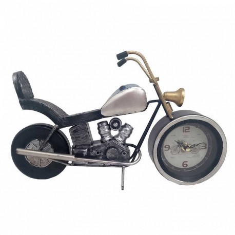 RELOJ SOBREMESA MOTOCICLETA RETRO METAL 34.50X7X20.50 CM.