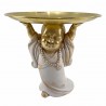 ADORNO FIGURA BUDA CON BANDEJA SOBREMESA RESINA DORADO ORIENTAL 20X20X19.50 CM.