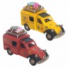 SET 2 FIGURAS FURGONETA FLORES HIPPIE RETRO METAL 11X5X7 CM.