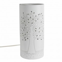 LÁMPARA MESITA ÁRBOL DE LA VIDA ESTILO BOHEMIO PORCELANA 13X13X28 CM.