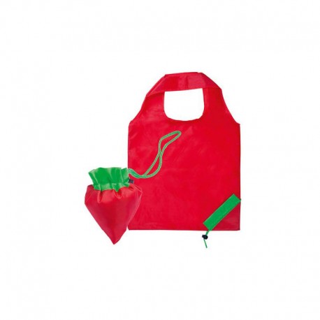 LOTE 12 BOLSAS PLEGABLE FRUTAS FRESA ROJO 40X38 CM.