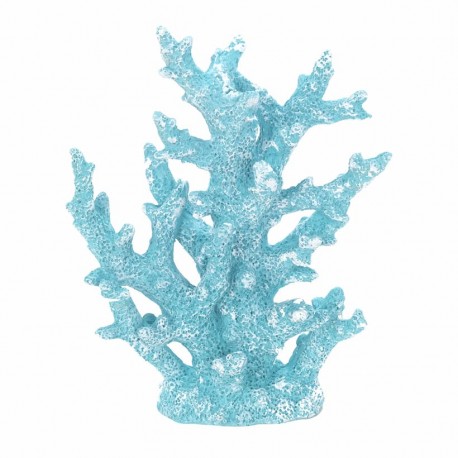 FIGURA ADORNO CORAL AZUL MARINO RESINA 19X8X24 CM.