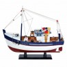 FIGURA BARCO PESQUERO CON RED MADERA 45X14X39 CM.