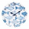 RELOJ PARED PECES AZULES MADERA 34X4X34 CM.