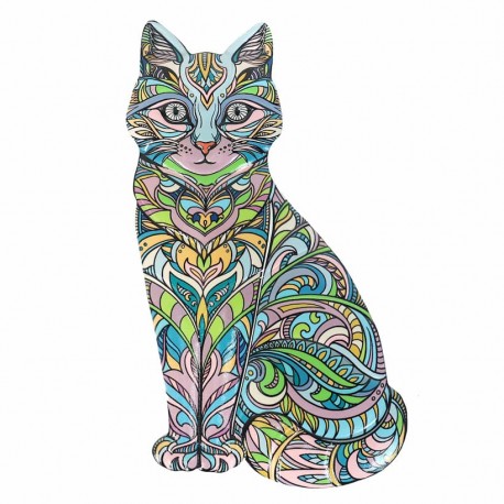 APLIQUE ADORNO PARED GATO MULTICOLOR METAL 13X0.5X23 CM.