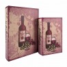 SET 2 CAJAS LIBRO UVA Y VINO MADERA 18X7X27 CM