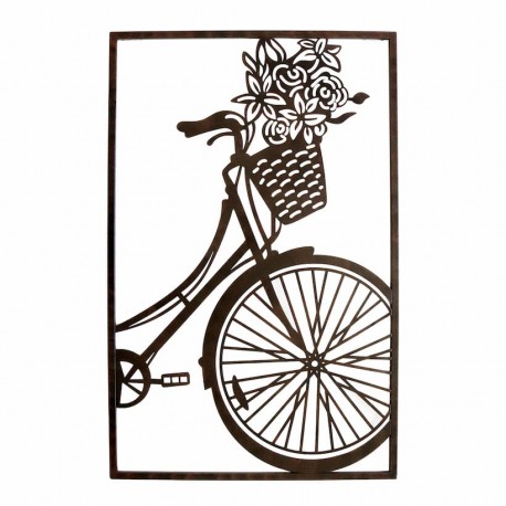 ADORNO PARED BICICLETA CESTA FLORES METAL RETRO 48X1X75 CM.