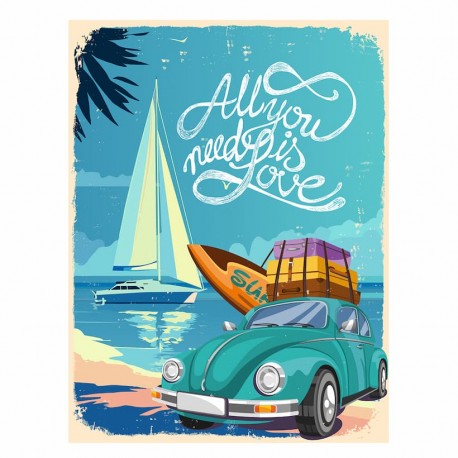 ADORNO PLACA PARED COCHE SURF METAL RETRO 25X0.10X33 CM.