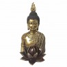 FIGURA BUDA CON FLOR DE LOTO RESINA 16X15.50X30 CM.