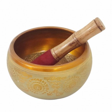 CUENCO BOWL TIBETANO CON PALO ORIENTAL METAL 16X16X9.50 CM.