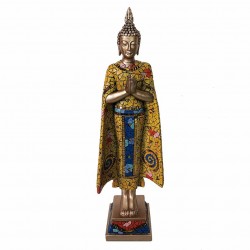 FIGURA BUDA PLANTADO SOBRE BASE RESINA ORIENTAL 17X13X59 CM.