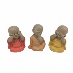 SET 3 MONJES SENTADOS NO VE, NO HABLA, NO OYE RESINA 4X3X5 CM.