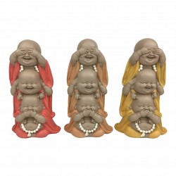 SET 3 FIGURAS MONJES NO VE, NO HABLA, NO OYE RESINA 10X7X18 CM.