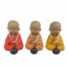 SET 3 FIGURAS MONJES SENTADOS MEDITANDO RESINA 7.50X9X10.50 CM.