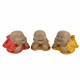 SET 3 FIGURAS MONJES TUMBADOS SONRIENDO RESINA 15X10.5X9 CM.