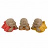 SET 3 FIGURAS MONJES TUMBADOS SONRIENDO RESINA 15X10.5X9 CM.