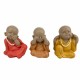 SET 3 FIGURAS MONJES SENTADOS NO VE, NO HABLA, NO OYE RESINA 9X7X9.50 CM.