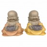 SET 2 PORTAVELAS T-LIGHT BUDA MAITREYA RESINA 23X21.50X24 CM.