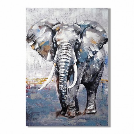 CUADRO ELEFANTE PINTURA ÉTNICO 70X3X100 CM.