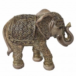 FIGURA ELEFANTE RESINA DORADO 15X6X12.50 CM.