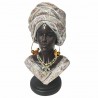 FIGURA BUSTO AFRICANA RESINA 15X12X26.50 CM.