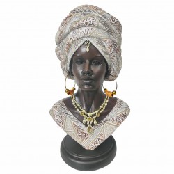 FIGURA BUSTO AFRICANA RESINA 21X16X37.50 CM.