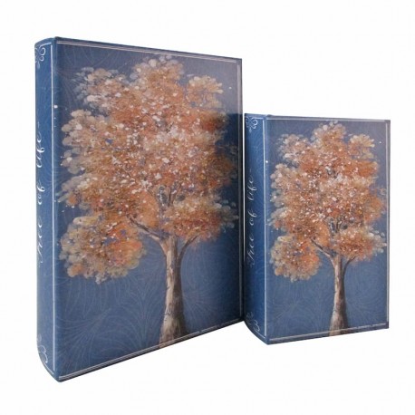 SET 2 CAJAS LIBRO ÁRBOL DE LA VIDA MADERA 18X7X27 CM.