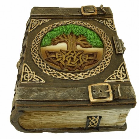 CAJA LIBRO ÁRBOL DE LA VIDA FANTASÍA RESINA ÉTNICO 11.50X14X6 CM.