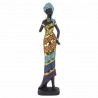 FIGURA MUJER AFRICANA PLANTADA RESINA MULTICOLOR 8X6.50X32 CM.