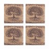 SET 4 POSAVASOS ÁRBOL DE LA VIDA MADERA 10X10X0.50 CM.