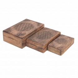 SET 3 CAJAS CENEFAS MADERA 25.50X18X8 CM.