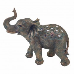 FIGURA ELEFANTE CON ESPEJITOS RESINA ÉTNICO 19X8X14 CM.