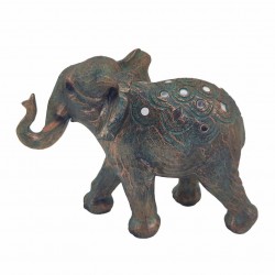 FIGURA ELEFANTE CON ESPEJITOS RESINA ÉTNICO 20X9X19 CM.