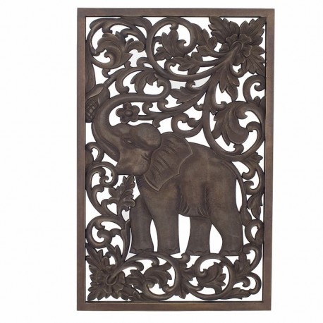 APLIQUE ADORNO PARED ELEFANTE MADERA 45X1X70 CM.